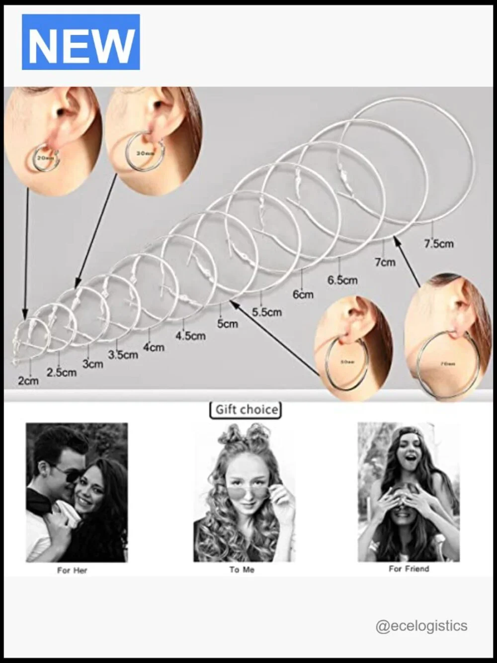 24 Pairs Silver Hoop Earrings Set Lightweight Cubic Zirconia Studs Multipack
